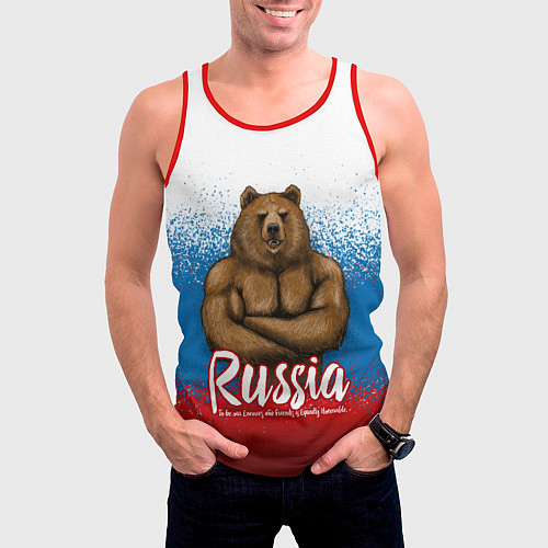 Мужская майка без рукавов Russian Bear / 3D-Красный – фото 3