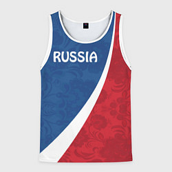 Майка-безрукавка мужская Russia, цвет: 3D-белый