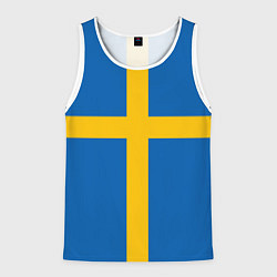 Майка-безрукавка мужская Флаг Швеции, цвет: 3D-белый
