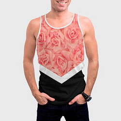 Майка-безрукавка мужская Розовые розы, цвет: 3D-белый — фото 2
