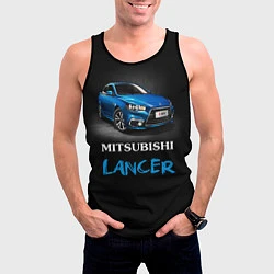 Майка-безрукавка мужская Mitsubishi Lancer, цвет: 3D-черный — фото 2