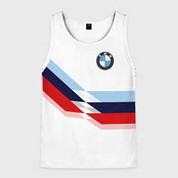 Майка-безрукавка мужская BMW БМВ WHITE, цвет: 3D-белый