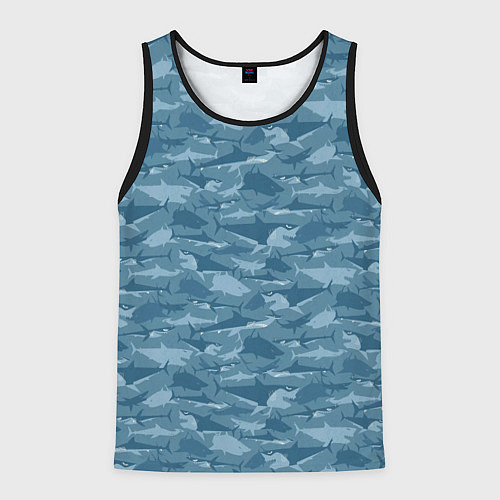 Мужская майка без рукавов Мир акул / 3D-Черный – фото 1
