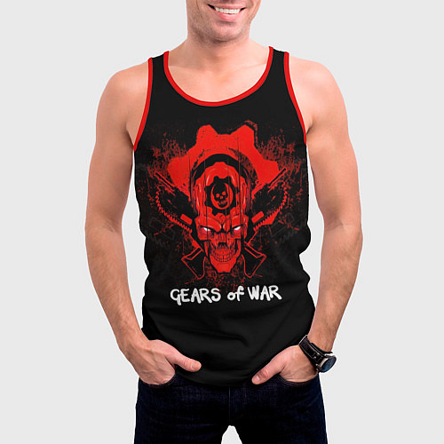 Мужская майка без рукавов Gears of War: Red Skull / 3D-Красный – фото 3