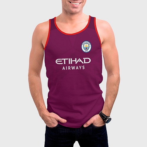 Мужская майка без рукавов Man City FC: Away 17/18 / 3D-Красный – фото 3