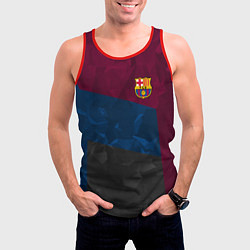 Майка-безрукавка мужская FC Barcelona: Dark polygons, цвет: 3D-красный — фото 2