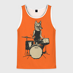 Майка-безрукавка мужская Drums Fox, цвет: 3D-белый