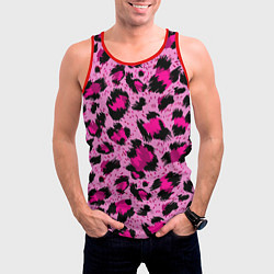 Майка-безрукавка мужская Розовый леопард, цвет: 3D-красный — фото 2