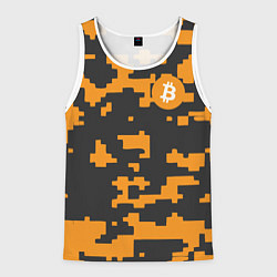 Майка-безрукавка мужская Bitcoin: Orange Camo, цвет: 3D-белый