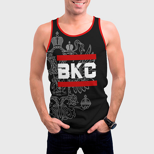 Мужская майка без рукавов ВКС: герб РФ / 3D-Красный – фото 3