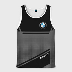 Майка-безрукавка мужская BMW SPORT БМВ СПОРТ, цвет: 3D-белый