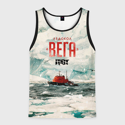 Мужская майка без рукавов Грот: Ледокол Вега / 3D-Черный – фото 1