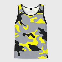 Майка-безрукавка мужская Yellow & Grey Camouflage, цвет: 3D-черный