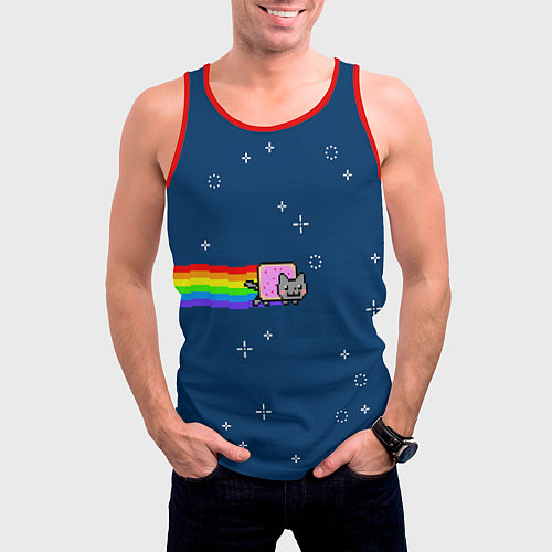 Мужская майка без рукавов Нянкот / 3D-Красный – фото 3