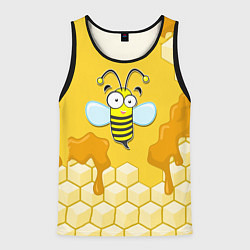 Майка-безрукавка мужская Веселая пчелка, цвет: 3D-черный
