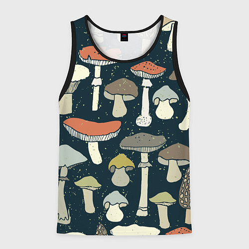 Мужская майка без рукавов Грибной лес / 3D-Черный – фото 1