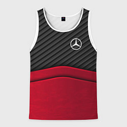 Майка-безрукавка мужская Mercedes Benz: Red Carbon, цвет: 3D-белый