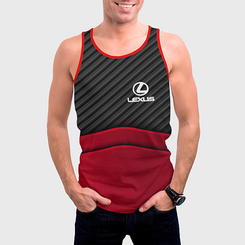 Мужская майка без рукавов Lexus: Red Carbon / 3D-Красный – фото 3