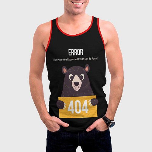 Мужская майка без рукавов Error 404: Bear / 3D-Красный – фото 3