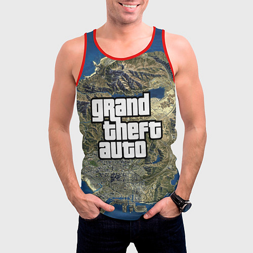 Мужская майка без рукавов GTA / 3D-Красный – фото 3