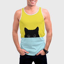 Майка-безрукавка мужская Черный котик, цвет: 3D-белый — фото 2