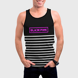 Майка-безрукавка мужская Black Pink: White Stripes, цвет: 3D-черный — фото 2