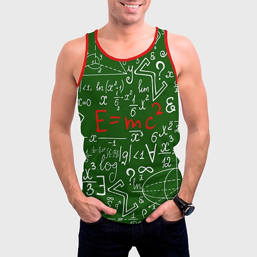 Мужская майка без рукавов E=mc2: Green Style / 3D-Красный – фото 3