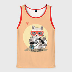 Мужская майка без рукавов Raccoon Love Coffee