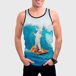 Майка-безрукавка мужская Кот-серфер, цвет: 3D-черный — фото 2
