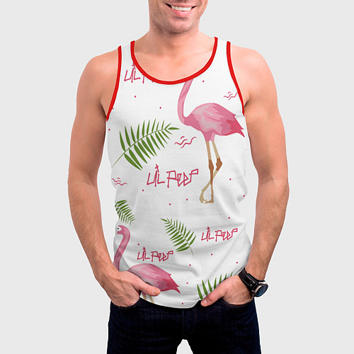 Мужская майка без рукавов Lil Peep: Pink Flamingo / 3D-Красный – фото 3