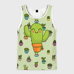 Мужская майка без рукавов Веселый кактус