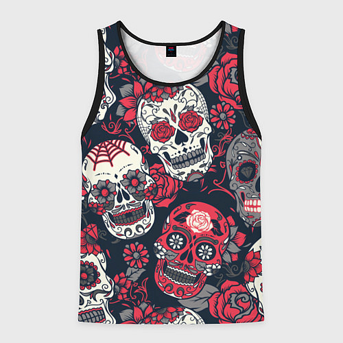 Мужская майка без рукавов Мексиканские черепа / 3D-Черный – фото 1