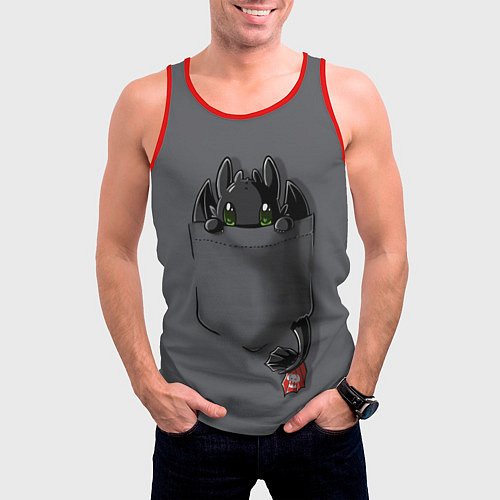 Мужская майка без рукавов Фурия в кармане / 3D-Красный – фото 3