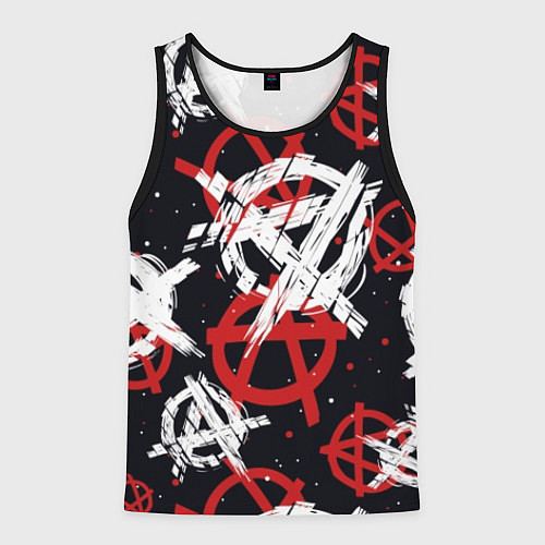 Мужская майка без рукавов Анархия - паттерн / 3D-Черный – фото 1
