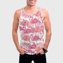 Майка-безрукавка мужская Рай фламинго, цвет: 3D-белый — фото 2