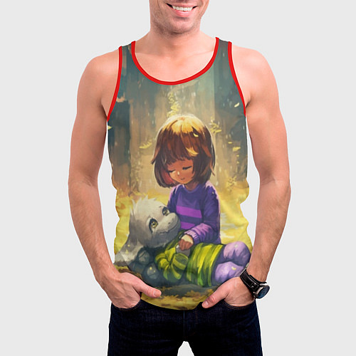 Мужская майка без рукавов Фриск и Азриэль / 3D-Красный – фото 3