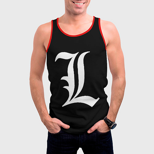 Мужская майка без рукавов DEATH NOTE ТЕТРАДЬ СМЕРТИ L / 3D-Красный – фото 3