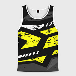 Майка-безрукавка мужская Black yellow abstract sport style, цвет: 3D-белый