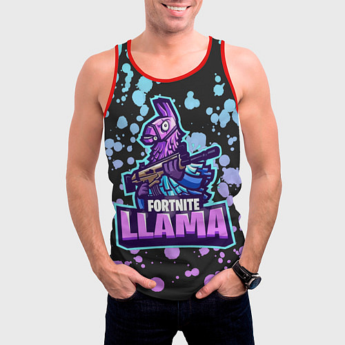Мужская майка без рукавов Fortnite LLAMA / 3D-Красный – фото 3