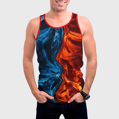 Мужская майка без рукавов Огонь и вода / 3D-Красный – фото 3