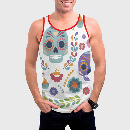 Мужская майка без рукавов Мексиканские мотивы / 3D-Красный – фото 3