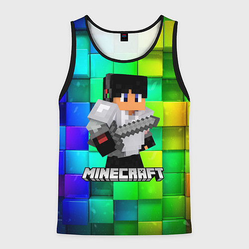 Мужская майка без рукавов Minecraft Майнкрафт / 3D-Черный – фото 1