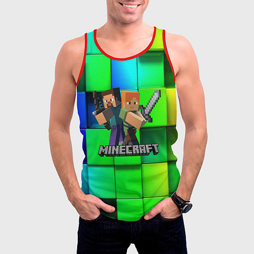 Мужская майка без рукавов MINECRAFT / 3D-Красный – фото 3