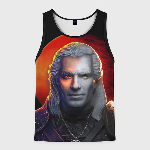 Мужская майка без рукавов HALF WITCHER / 3D-Черный – фото 1