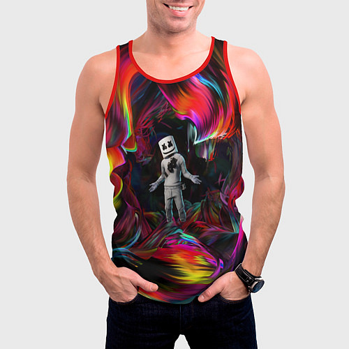 Мужская майка без рукавов Marshmello / 3D-Красный – фото 3