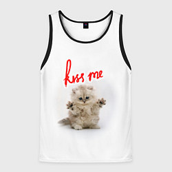 Майка-безрукавка мужская Kiss me cat, цвет: 3D-черный