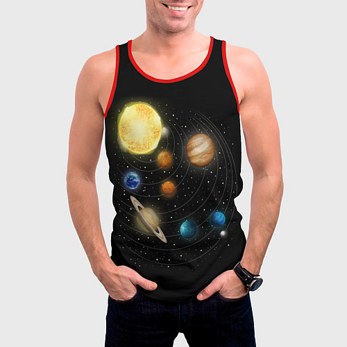 Мужская майка без рукавов Солнечная Система / 3D-Красный – фото 3