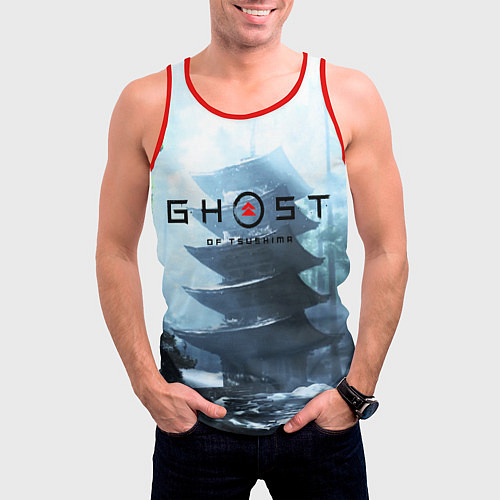 Мужская майка без рукавов Ghost of Tsushimа / 3D-Красный – фото 3