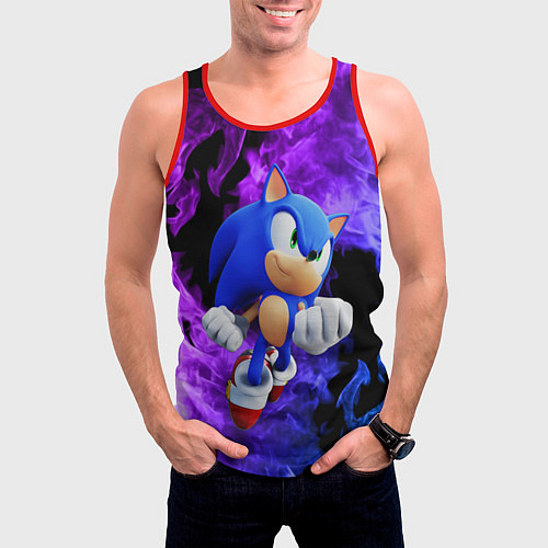 Мужская майка без рукавов SONIC / 3D-Красный – фото 3