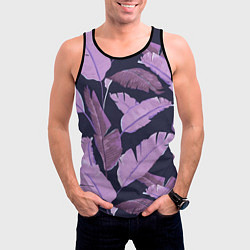 Майка-безрукавка мужская Tropical leaves 4 purple, цвет: 3D-черный — фото 2